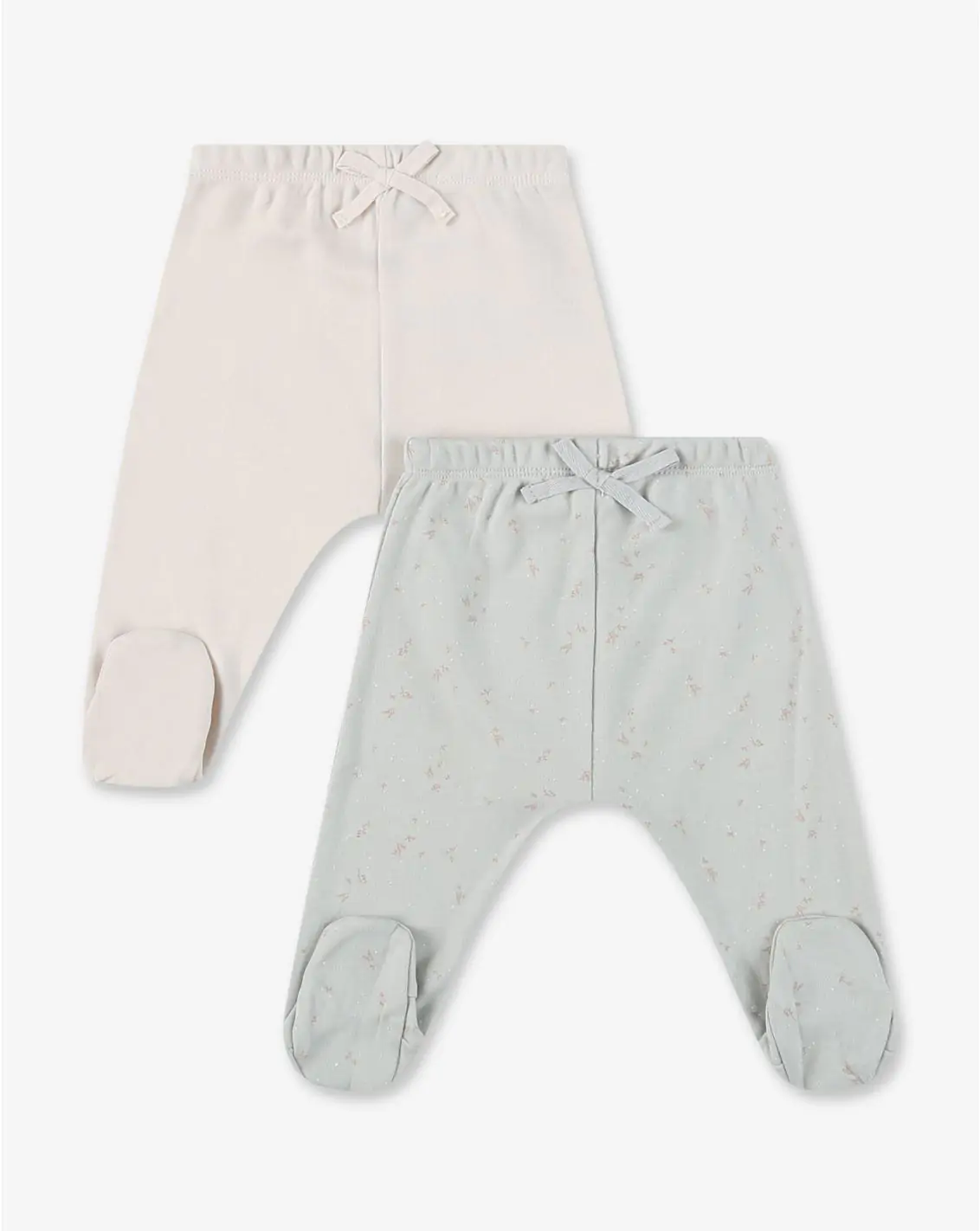 סט בגד גוף מעטפת ומכנסי רגלית - עלים ונקודות מיננה משני